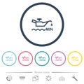 Oil level minimum indicator flat color icons in round outlines