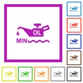 Oil level minimum indicator flat framed icons