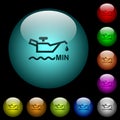 Oil level minimum indicator icons in color illuminated glass buttons