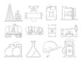 Oil line icons. Linear icon set for petroleum industry Royalty Free Stock Photo