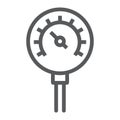 Oil manometer line icon, control and meter, pressure gage sign, vector graphics, a linear pattern on a white background.