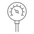 Oil manometer thin line icon, control and meter, pressure gage sign, vector graphics, a linear pattern on a white