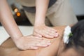 Oil massage on back by therapists Royalty Free Stock Photo