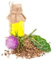 Oil of milk thistle Royalty Free Stock Photo