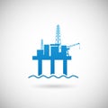 Oil Offshore Platform Colloquially Rig Symbol Icon Design Template on Grey Background Vector Illustration Royalty Free Stock Photo