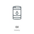 Oil outline vector icon. Thin line black oil icon, flat vector simple element illustration from editable industry concept isolated Royalty Free Stock Photo