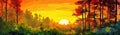 oil paint Beautiful nature background forest at sunrise . Beautiful forest panorama landscape Royalty Free Stock Photo