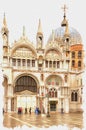 Decoration on a facade of basilica of Saint Mark. Imitation of a picture. Oil paint. Illustration. City Venice