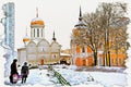 Trinity Lavra of St. Sergius. Imitation of a picture. Oil paint. Illustration