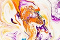 Oil paint mix abstract background. Rainbow marble texture. Acrylic liquid flow colorful wallpaper. Creative violet