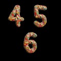 Oil paint multicolor splotchy alphabet - digits 4-6 Royalty Free Stock Photo