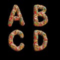 Oil paint multicolor splotchy alphabet - letters A-D Royalty Free Stock Photo