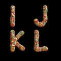 Oil paint multicolor splotchy alphabet - letters I-L Royalty Free Stock Photo