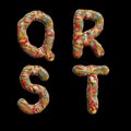 Oil paint multicolor splotchy alphabet - letters Q-T Royalty Free Stock Photo