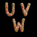 Oil paint multicolor splotchy alphabet - letters U-W Royalty Free Stock Photo