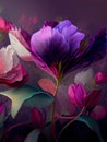 Generative AI: oil painted colorful flowers on light purple velvet background Royalty Free Stock Photo