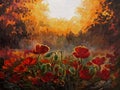 Oil Painting - abstract illustration of poppies Royalty Free Stock Photo