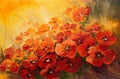 Oil Painting - abstract illustration of poppies