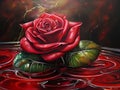 Oil painting of Africana rose in liquid, with ivydiamant, profuse sweating, dramatic lighting, pastel color, flower art, fantasy Royalty Free Stock Photo