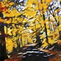 Autumn forest painting Royalty Free Stock Photo