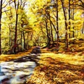 Oil painting. Autumn forest Royalty Free Stock Photo