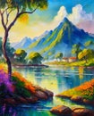 oil painting of beautiful nature Royalty Free Stock Photo