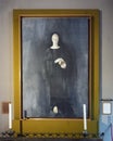 Oil Painting on board of Saint Benedict by Montserrat Gudiol i Corominas in 1980.