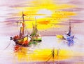 Oil Painting - Boat Royalty Free Stock Photo