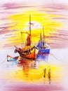 Oil Painting - Boat Royalty Free Stock Photo