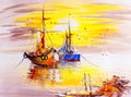 Oil Painting - Boat Royalty Free Stock Photo