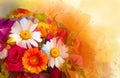 Oil painting a bouquet of rose,daisy and gerbera Royalty Free Stock Photo
