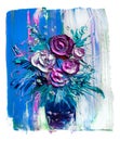 Roses bouquet on painting grunge background