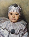 Oil painting of a boy dressed as Pierrot