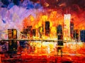 Oil Painting - Brooklyn Bridge, New York Royalty Free Stock Photo