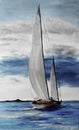 Oil painting on canvas depicting two sailing boats Royalty Free Stock Photo