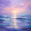 Lavender Symbolism Seascape Abstract Oil Painting