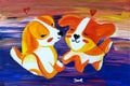 Art Two cute puppies