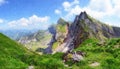 Oil painting canvas of Rofan mountains in Karwendel alps in Tirol Austria Royalty Free Stock Photo