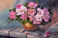 Oil painting on canvas - still life flowers on the table Royalty Free Stock Photo