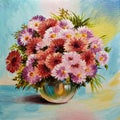 Oil Painting On Canvas - Still Life Flowers On The Table
