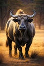 Oil painting of a Cape buffalo.