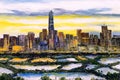 Oil Painting - City View of Shenzhen, China