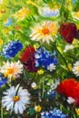 Oil painting close-up flower. Big flowers closeup macro on canvas. Modern Impressionism. Impasto artwork. Royalty Free Stock Photo