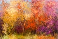 Oil painting colorful autumn landscape background Royalty Free Stock Photo