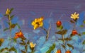 Oil Painting daisies flowers wildflowers in garden