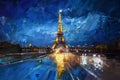 a oil painting of the Eiffel tower in Paris, France. generative ai Royalty Free Stock Photo