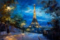 a oil painting of the Eiffel tower in Paris, France. generative ai Royalty Free Stock Photo