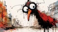 Mikael Lioukas Z Ti: The Red Bird - A Gritty Avian-themed Illustration