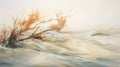 Dreamy Water\'s Edge: Ethereal Illustration Of Dried Out Branches