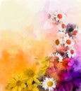 Oil painting flowers mix Watercolor techniques in background Royalty Free Stock Photo